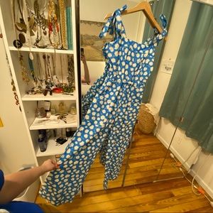 NWT Blue Flower Print WARM Jumpsuit